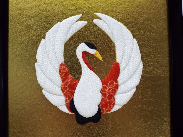 古布押絵金屏風ミニ 【鶴亀丸紋】 くろちく 手しごと屋彦兵衛