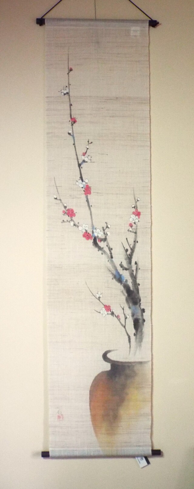 麻タペストリー（手描き） 【春の魁】 『くろちく』 手しごと屋 彦兵衛