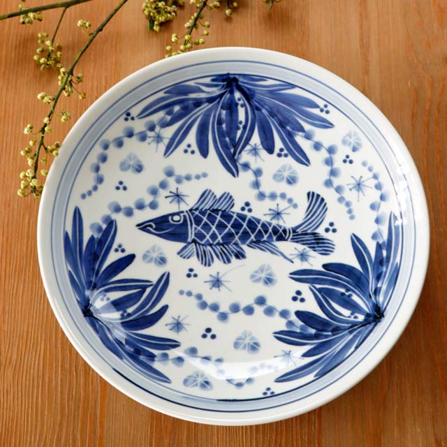 砥部焼の和食器 梅山窯の大皿 【砥部工房 からくさ】