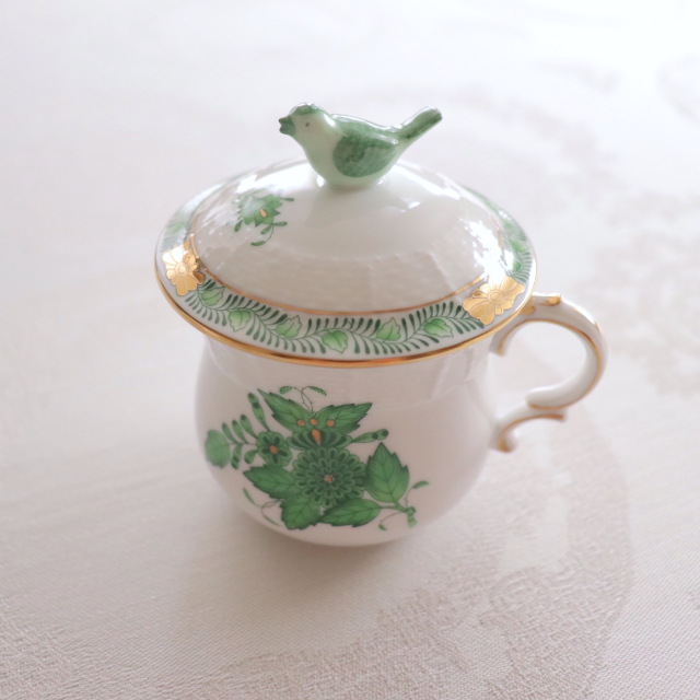 Herend ヘレンド アポニーグリーン ラージクリームカップ (*カップ＆蓋