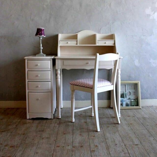 学習机白 Uptown Style リリーホワイトデスクロー3点セット