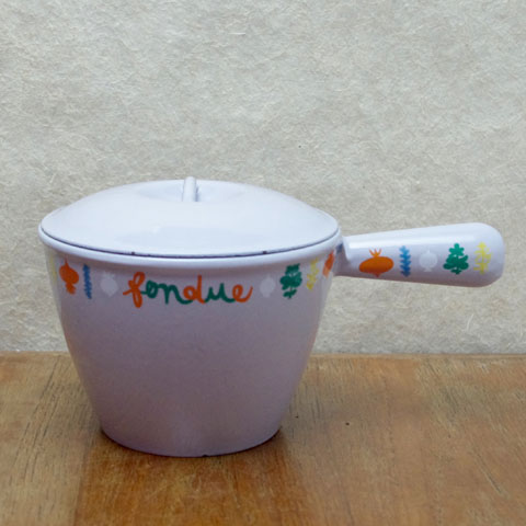 ヴィンテージ ルクルーゼ鍋 （フォンデュ）ハーブ柄 グリーン