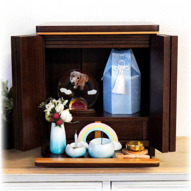 ペット仏具 やわらぎの花 香炉 ラスターブルー ミニ 小 水色 国産 日本