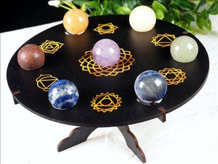 ◇チャクラ対応！七星陣セット◇7色の天然石丸玉＆7種のヤントラ刻印