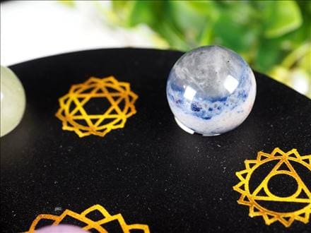 ◇チャクラ対応！七星陣セット◇7色の天然石丸玉＆7種のヤントラ刻印