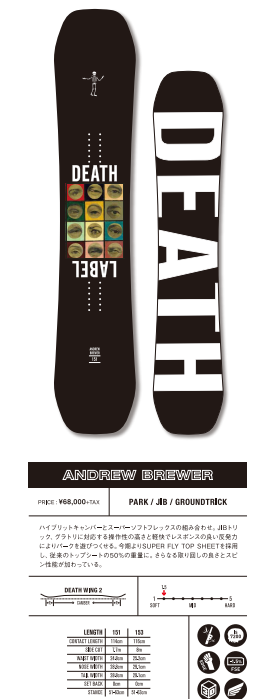 デスレーベル(DEATH LABEL) 21-22モデル ボード ANDREW BREWER
