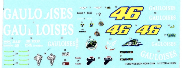 ホビーデザイン 1/12 ヤマハ YZR-M1 モトGP 2004 ゴロワーズ タバコ