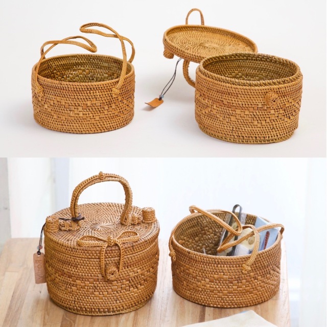 円柱蓋付2段Sサイズ (PNC140) Rosily(ロージリー) バリ島 アタ