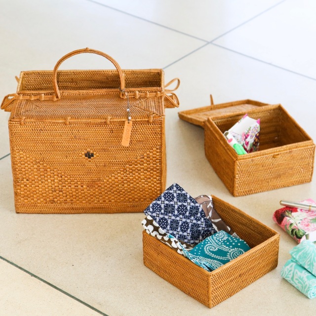 コスメボックス3点SET (PNC167) Rosily(ロージリー) バリ島 アタ