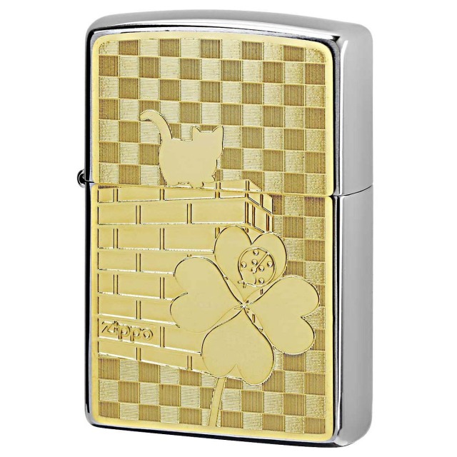 Zippo ジッポー ネコ 猫 Cat 天道虫 ＃200 ゴールドプレート ニッケル