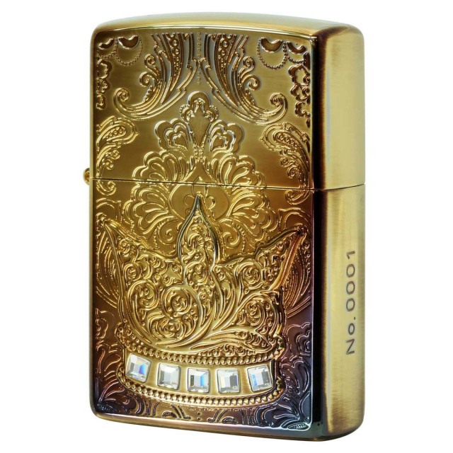 Zippo ジッポー 王冠 クラウン メタル ラインストーン ブラスいぶし