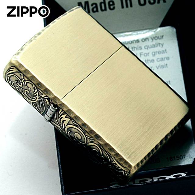 Zippo ジッポー サイド 3面 アラベスク 唐草 リューター加工 ブラス