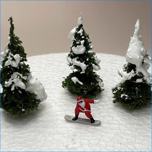 ミニチュアクリスマスツリー 積雪樹木モミの木模型針葉樹 70mm3本