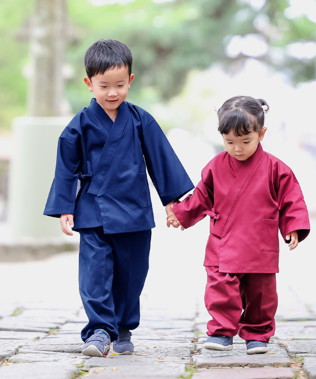 綾織子供用作務衣 1番色 紺 | 作務衣・甚平通販 和粋庵