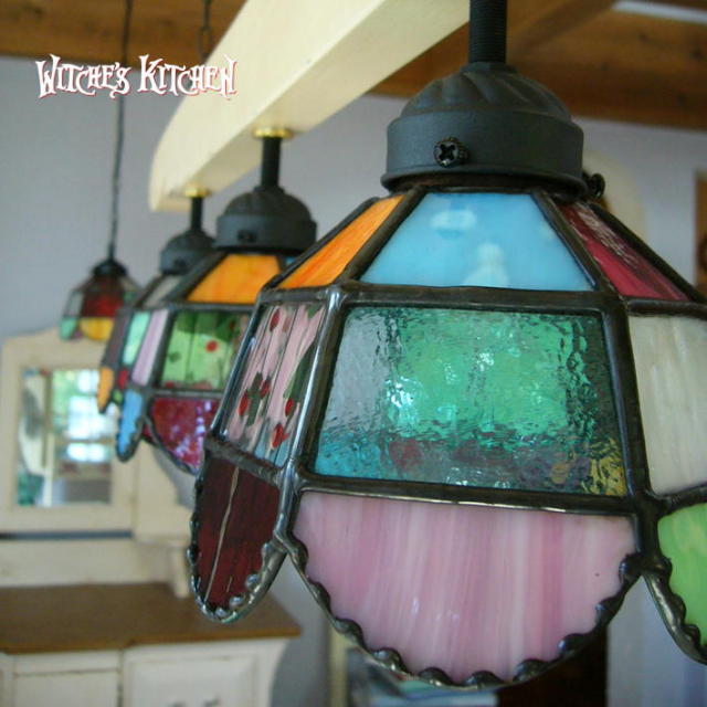 3灯ペンダントランプ 【 スージー Susie 3 Lights】 ステンドグラス