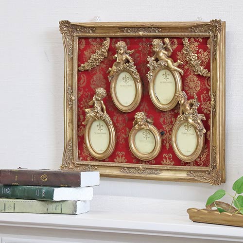 クラシックテイスト ファミリーフォトフレーム・ゴールド 5枚用(写真