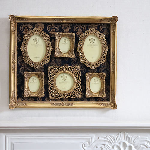 クラシックテイスト ファミリーフォトフレーム・ゴールド 6枚用(写真