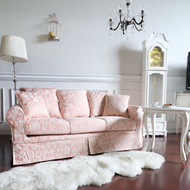 輸入家具 カバーリングソファ 3P ピンク 三人掛け おしゃれ 可愛い