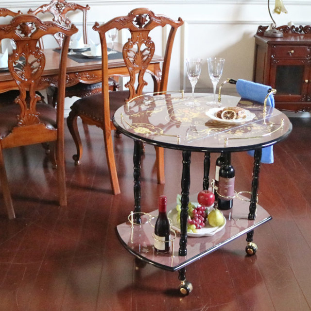 イタリアンスタイル 象嵌伸長式バタフライワゴン 組立式｜おしゃれ家具