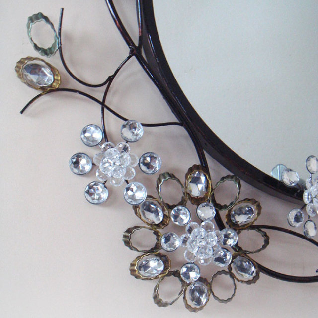 アイアン ジュエルフラワーミラー｜おしゃれインテリア ミラー 鏡 通販