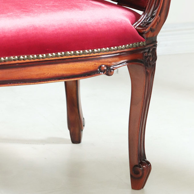 輸入家具 2人掛けソファ ベロアボルドー 高級マホガニー家具 ベネシア