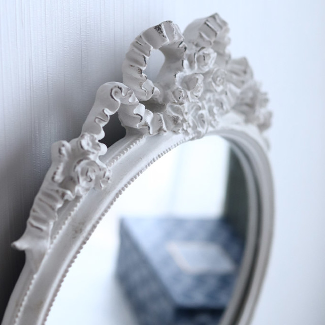 ウォールミラー 壁掛け プリンセスリボン ホワイト｜おしゃれ