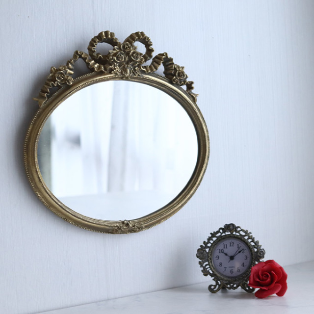 ウォールミラー 壁掛け プリンセスリボン ゴールド｜おしゃれ