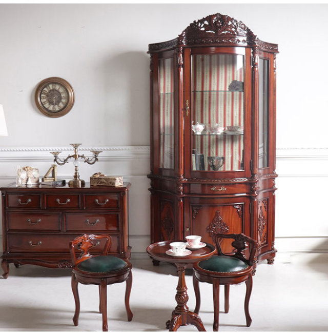 デラックスショーケース(食器棚) 高さ205cm｜高級マホガニー家具