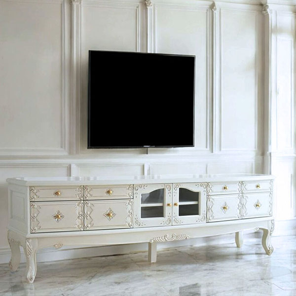 マホガニー材使用 パルマエミリア アンティークホワイト テレビボード