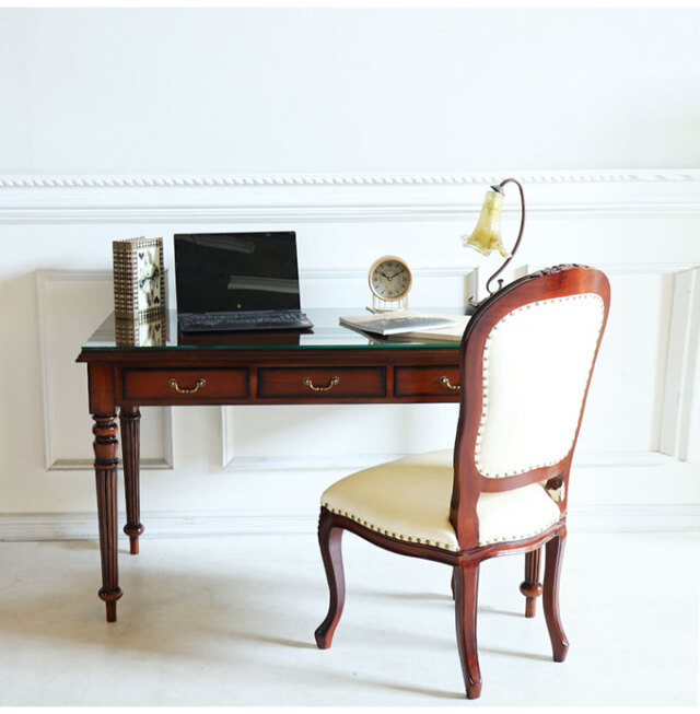 おしゃれな在宅用スリムデスク 幅120cm｜高級マホガニー家具VENECHIA
