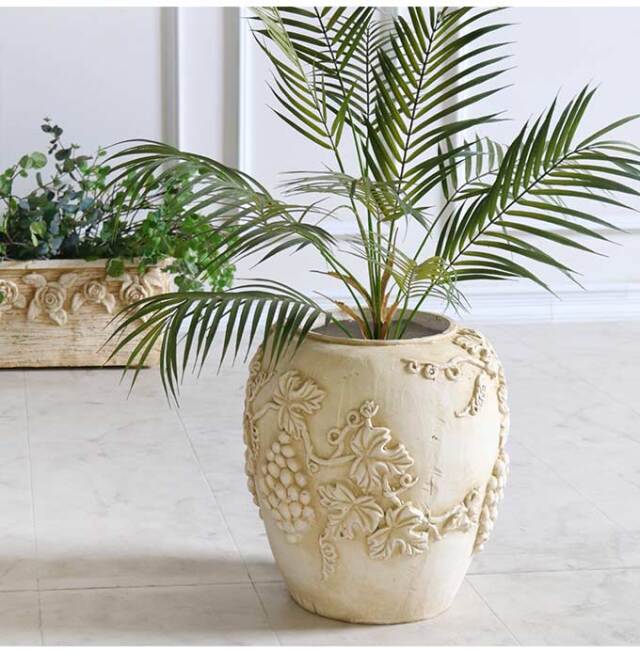 プランター 鉢カバー アンティーク調 ブドウ｜おしゃれなガーデニング