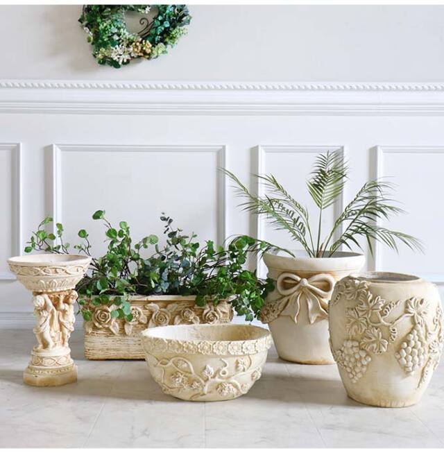 プランター 鉢カバー アンティーク調 ブドウ｜おしゃれなガーデニング