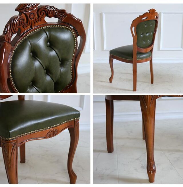 イタリア製 本革ダイニングチェア グリーン｜おしゃれインテリア 家具