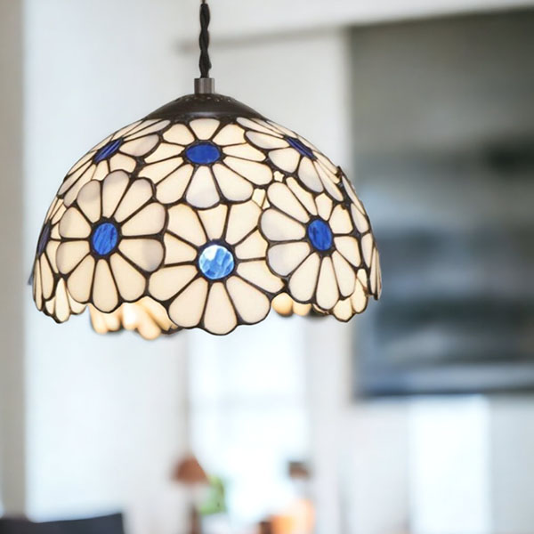 ステンドガラスランプ ペンダントライト レイラ ブルー｜おしゃれ