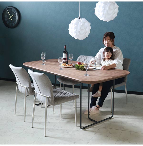 輸入家具 モダンダイニングセット5P ウォールナット×スチール ライト
