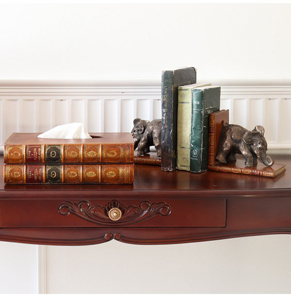 イギリス製 アンティーク風 ブックエンド エレファント 2Pセット