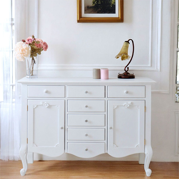 キャビネット 収納 おしゃれ 輸入家具 猫脚 食器棚 ロココ調 サイド