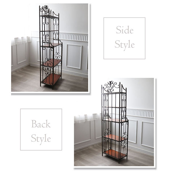輸入家具 アイアン オープンラック 幅52cm アンティーク調 おしゃれ