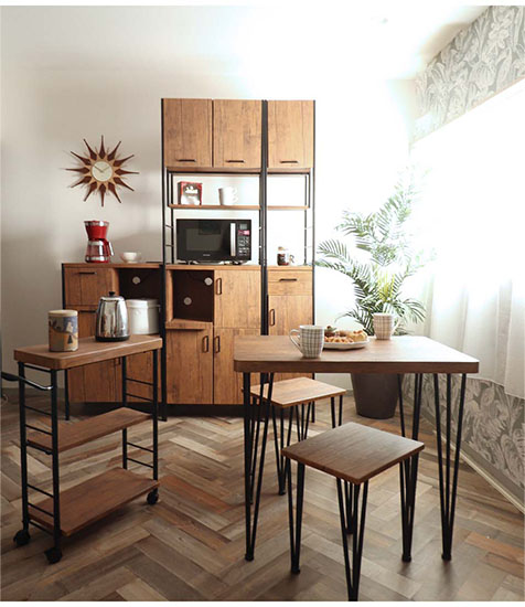 キッチンボード 食器棚 レンジ台 幅60cm コンセント付き ダーク