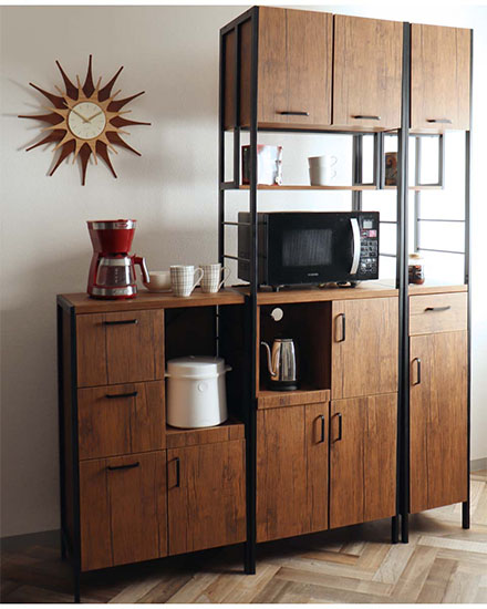 レンジ台 キッチン収納 おしゃれ キッチンラック 食器棚 幅60cm ダーク