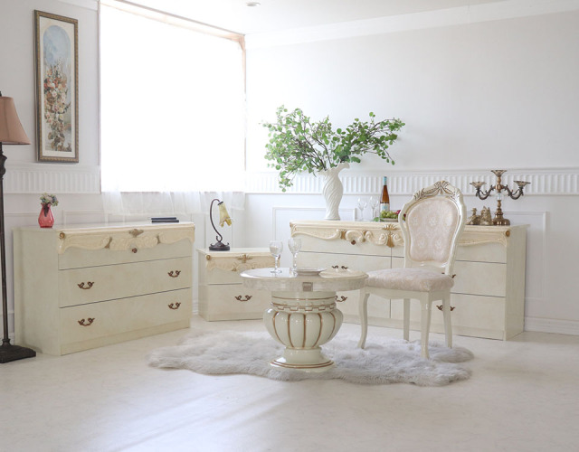 高級イタリア家具 レオナルド(REONARD) 伸長式ダイニング5点セット 4人