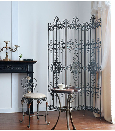 アイアン製 アンティーク調 3連パーティション スクリーン 衝立｜Y