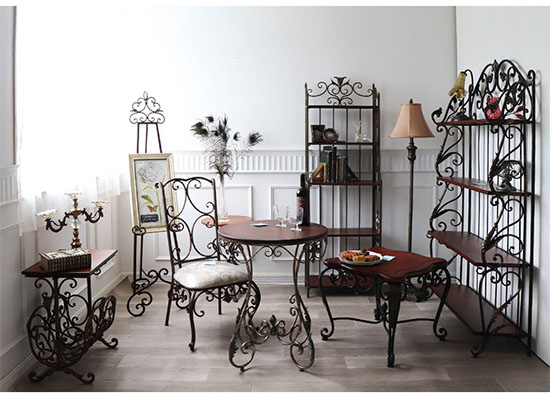 アンティーク調 アイアンフラワースタンド サイドテーブル｜Y-KAGU