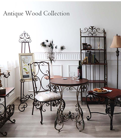 アンティーク調 木製 サイドテーブル(花台) 高さ41cm｜Y-KAGU(輸入家具