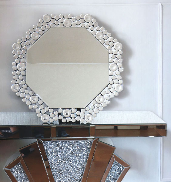 Miruge 八角形ウォールミラー（ジュエル） 壁掛け鏡 幅51cm 【送料無料