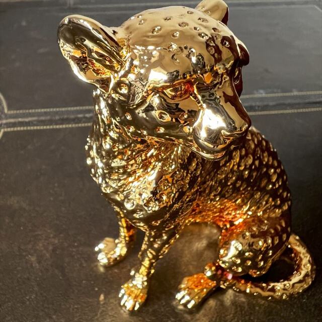 風水インテリア モダンデザイン 豹（ゴールドレオパード） 動物の置物