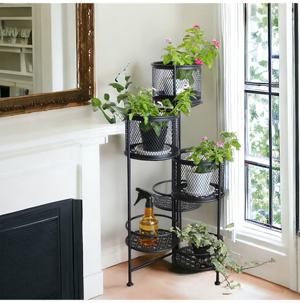 おしゃれなガーデニングファニチャー アイアン製 ラウンドプランター