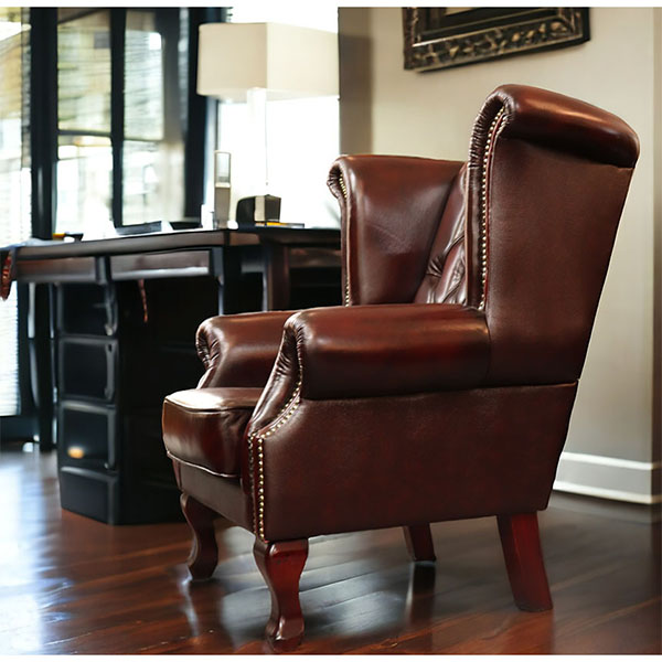 本革使用 チェスターフィールド ウィングバック 1人掛けソファ (1P