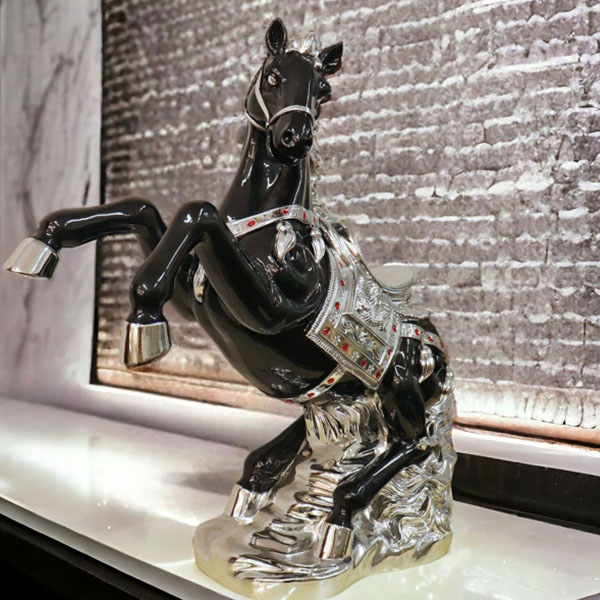 風水・開運インテリア・跳ね馬の置物（立ち馬） Lサイズ （ブラック