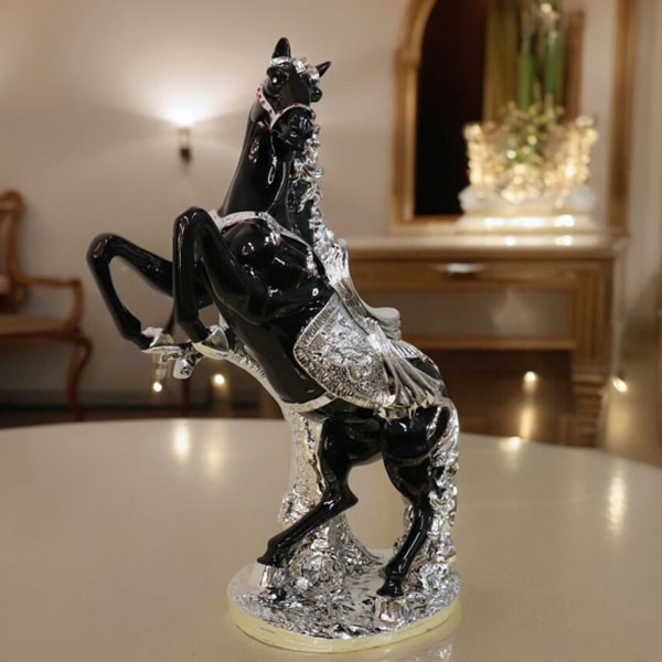 風水・開運インテリア・跳ね馬の置物（立ち馬） Mサイズ （ブラック